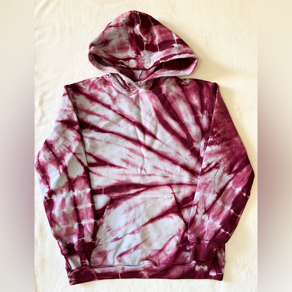 Proenza Schouler White Label Pswl Tie Dye Hoodie Baby Blue and Red